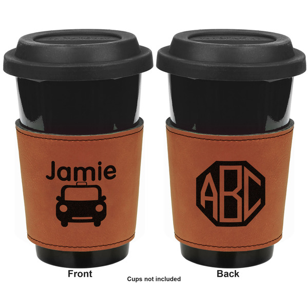 Transportation Cognac Leatherette Mug Sleeve - Double Sided Apvl