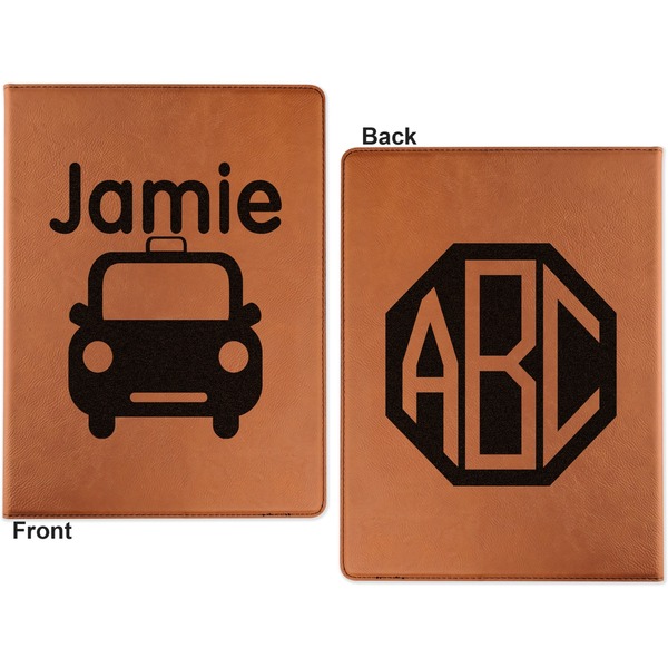 Transportation Cognac Leatherette Portfolios with Notepad - Large - Double Sided - Apvl