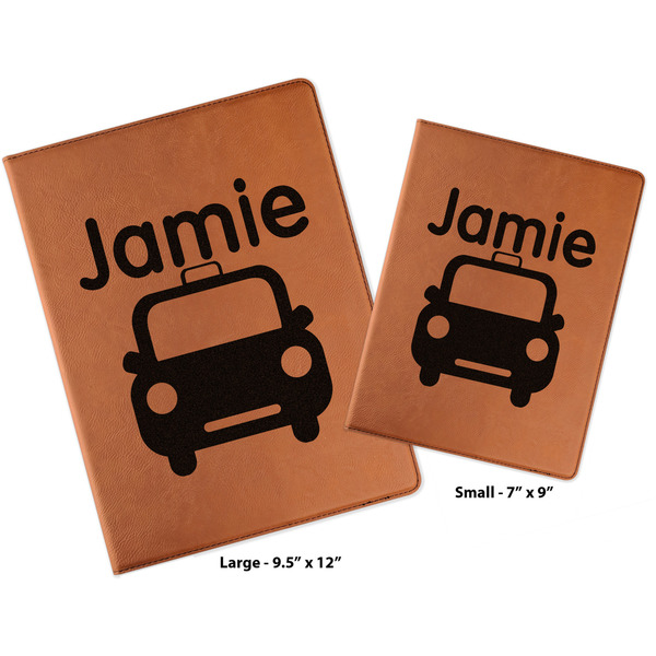 Transportation Cognac Leatherette Portfolios with Notepad - Compare Sizes