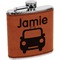 Transportation Cognac Leatherette Wrapped Stainless Steel Flask