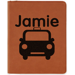 Transportation Leatherette Zipper Portfolio with Notepad - Double Sided (Personalized)