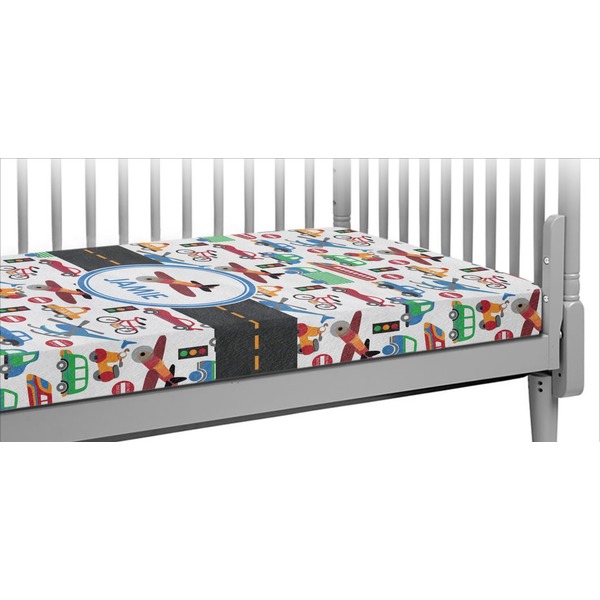 Custom Transportation Crib Fitted Sheet (Personalized)