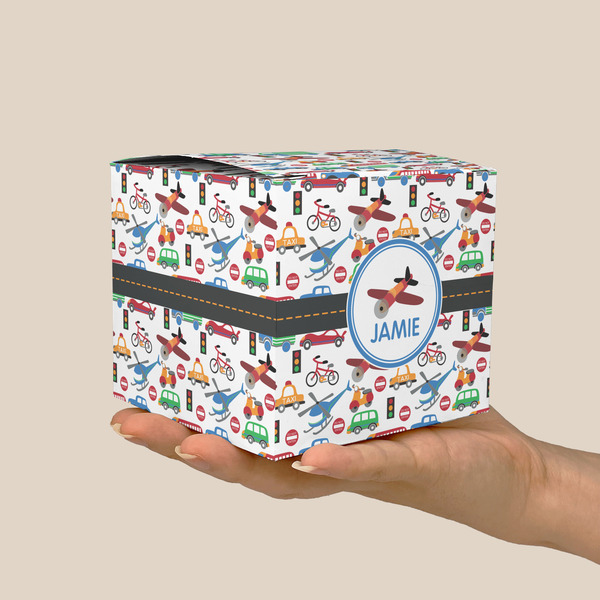 Transportation Cube Favor Gift Box - On Hand - Scale View