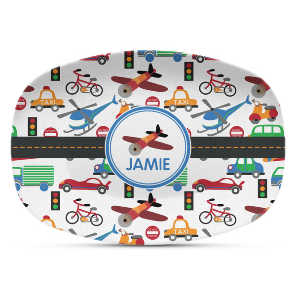 Custom Transportation Plastic Platter - Microwave & Oven Safe Composite Polymer (Personalized)