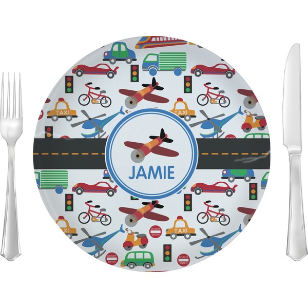 Custom Transportation Glass Lunch / Dinner Plate 10" (Personalized)