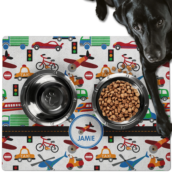 Custom Transportation Dog Food Mat - Large w/ Name or Text
