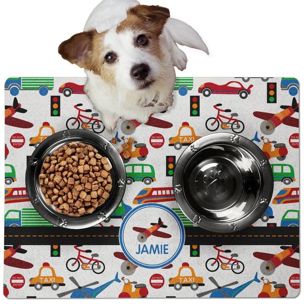 Custom Transportation Dog Food Mat - Medium w/ Name or Text