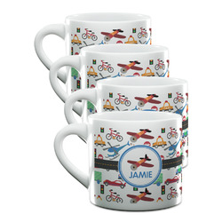 Transportation Double Shot Espresso Cups - Set of 4 (Personalized)