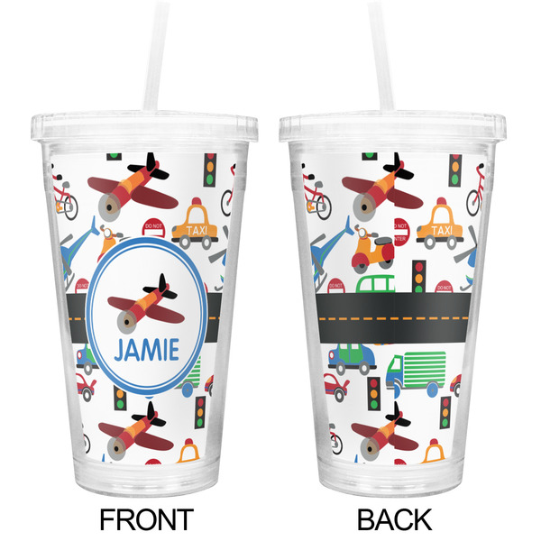 Transportation Double Wall Tumbler with Straw - Approval