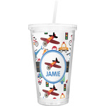 Transportation Double Wall Tumbler with Straw (Personalized)