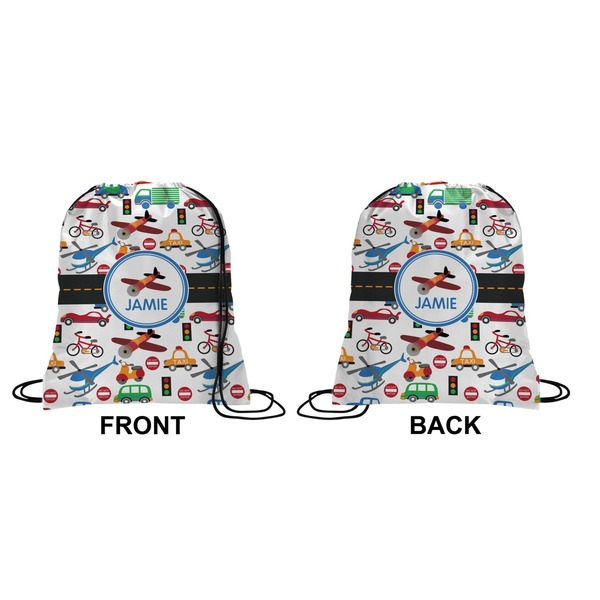 Transportation Drawstring Backpack Front & Back Small