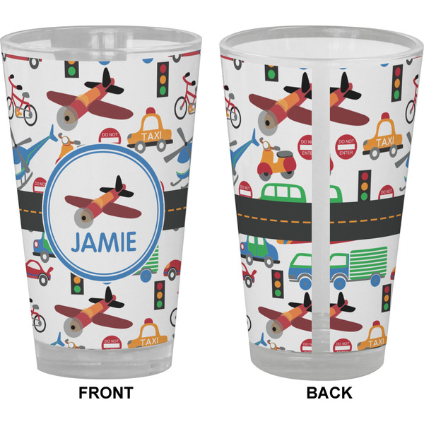 Transportation Pint Glass - Full Color - Front & Back Views