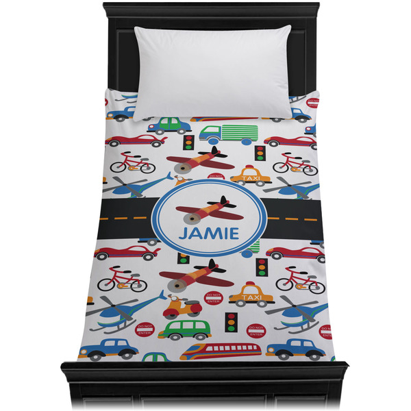 Transportation Duvet Cover - Twin - On Bed - No Prop