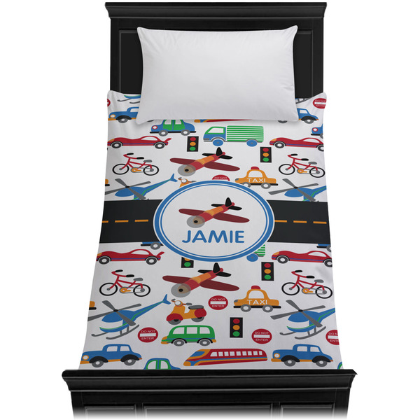 Transportation Duvet Cover - Twin XL - On Bed - No Prop