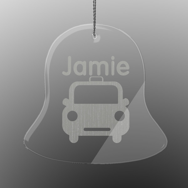 Custom Transportation Engraved Glass Ornament - Bell (Personalized)