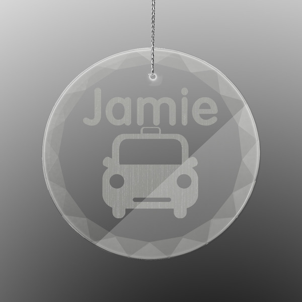 Custom Transportation Engraved Glass Ornament - Round (Personalized)