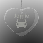 Transportation Engraved Glass Ornament - Heart (Personalized)