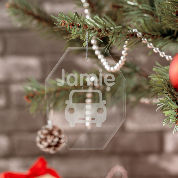 Transportation Engraved Glass Ornaments - Octagon (Lifestyle)