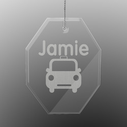 Transportation Engraved Glass Ornament - Octagon (Personalized)