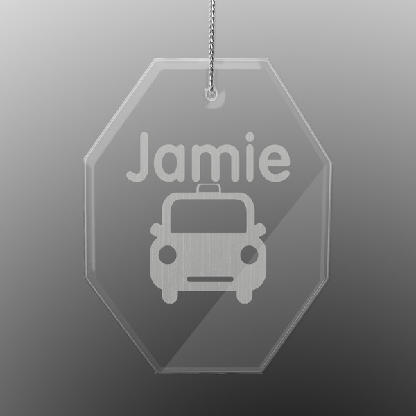 Custom Transportation Engraved Glass Ornament - Octagon (Personalized)