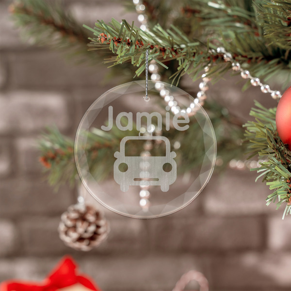 Transportation Engraved Glass Ornaments - Round (Lifestyle)