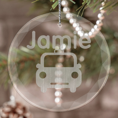 Transportation Engraved Glass Ornament (Personalized)