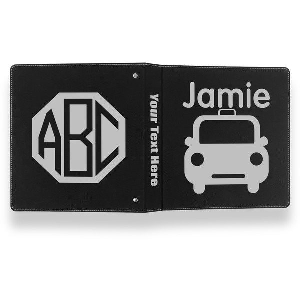 Transportation Leather Binder - 1" - Black- Back Spine Front View