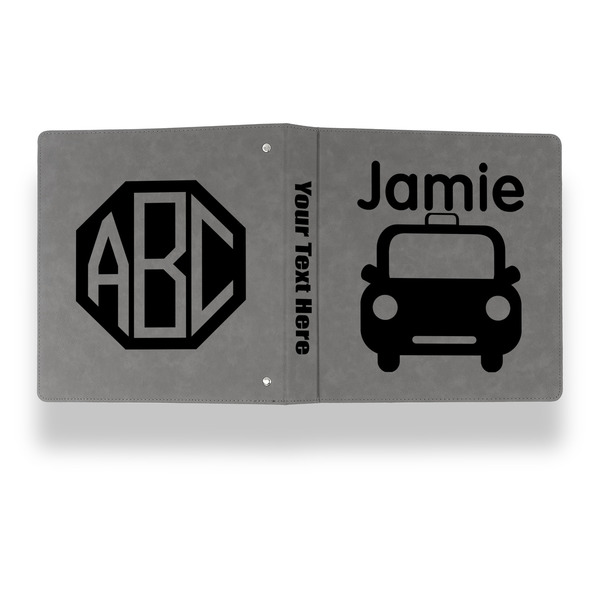 Transportation Leather Binder - 1" - Grey - Back Spine Front View