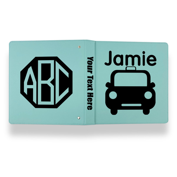 Transportation Leather Binder - 1" - Teal - Back Spine Front View