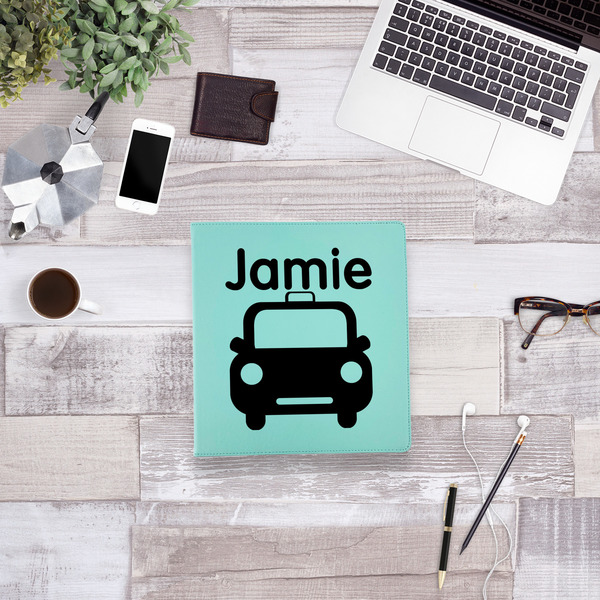 Transportation Leather Binder - 1" - Teal - Lifestyle View