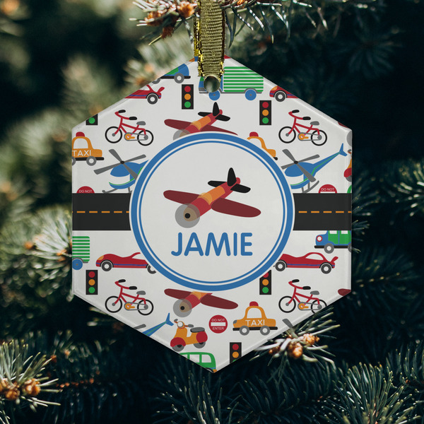 Transportation Frosted Glass Ornament - Hexagon (Lifestyle)