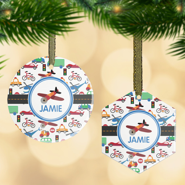 Custom Transportation Flat Glass Ornament w/ Name or Text
