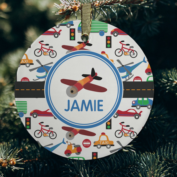 Transportation Frosted Glass Ornament - Round (Lifestyle)