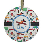 Transportation Flat Glass Ornament - Round w/ Name or Text