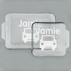 Transportation Set of Glass Baking & Cake Dish - 13in x 9in & 8in x 8in (Personalized)