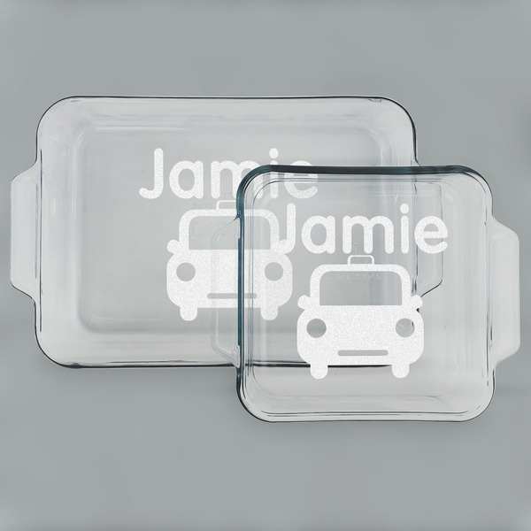 Custom Transportation Set of Glass Baking & Cake Dish - 13in x 9in & 8in x 8in (Personalized)
