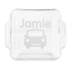 Transportation Glass Cake Dish with Truefit Lid - 8in x 8in (Personalized)