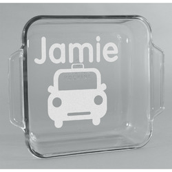 Transportation Glass Cake Dish - 8in x 8in (Personalized)