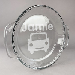 Transportation Glass Pie Dish - 9.5in Round (Personalized)