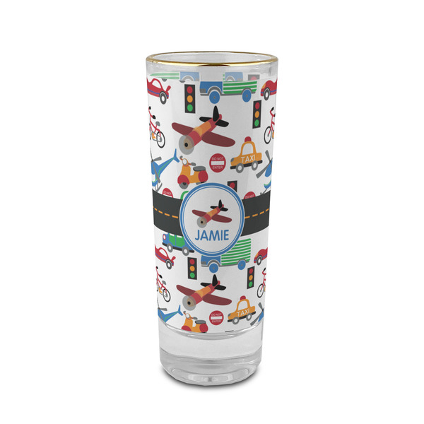 Custom Transportation 2 oz Shot Glass - Glass with Gold Rim (Personalized)