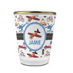 Transportation Glass Shot Glass - 1.5 oz - with Gold Rim - Set of 4 (Personalized)