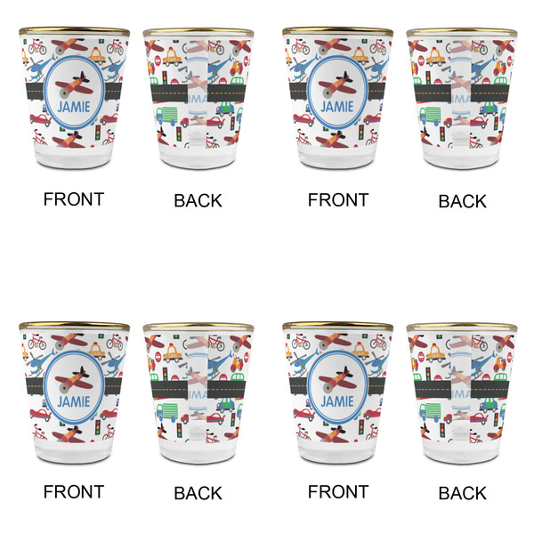 Transportation Glass Shot Glass - with gold rim - Set of 4 - APPROVAL