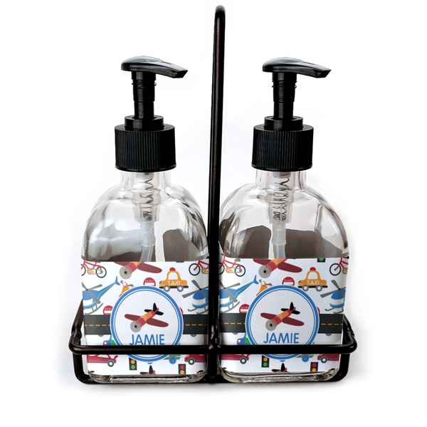 Custom Transportation Glass Soap & Lotion Bottle Set (Personalized)