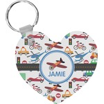 Transportation Heart Plastic Keychain w/ Name or Text