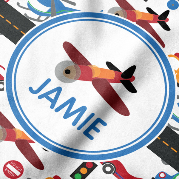 Transportation Hooded Baby Towel- Detail Close Up