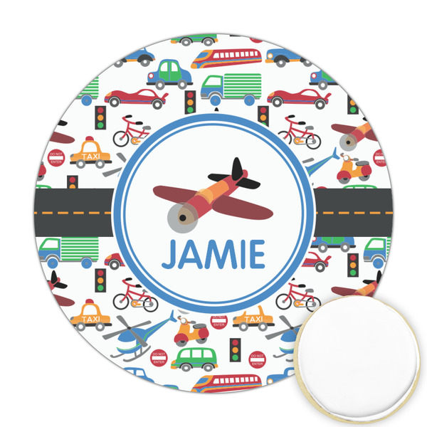 Custom Transportation Printed Cookie Topper - Round (Personalized)