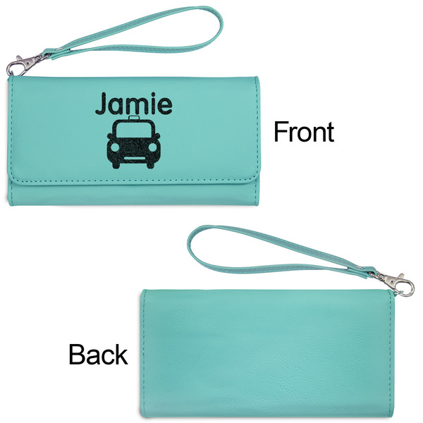 Transportation Ladies Wallets - Faux Leather - Teal - Front & Back View