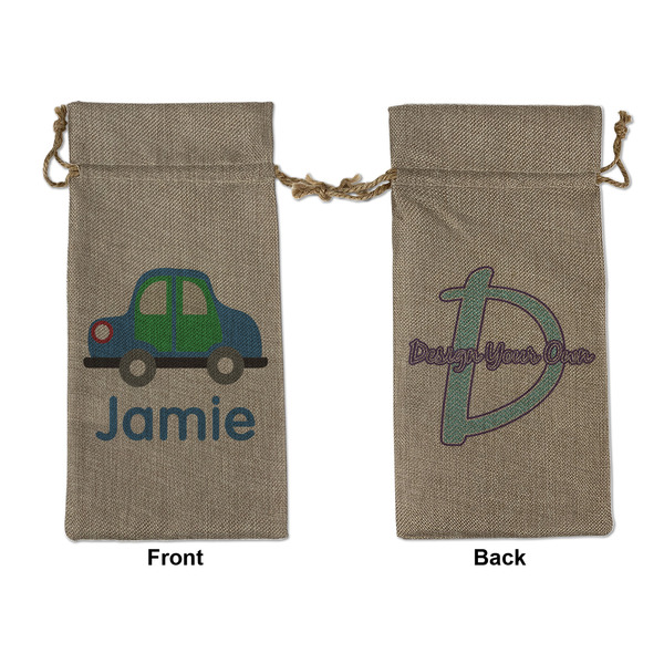 Custom Transportation Large Burlap Gift Bag - Front & Back (Personalized)