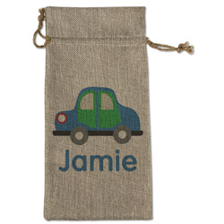 Transportation Large Burlap Gift Bag - Front (Personalized)
