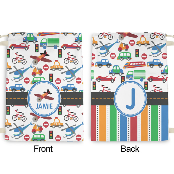 Transportation Large Laundry Bag - Front & Back View